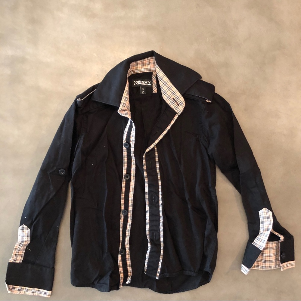 Burberry style boys button front shirt